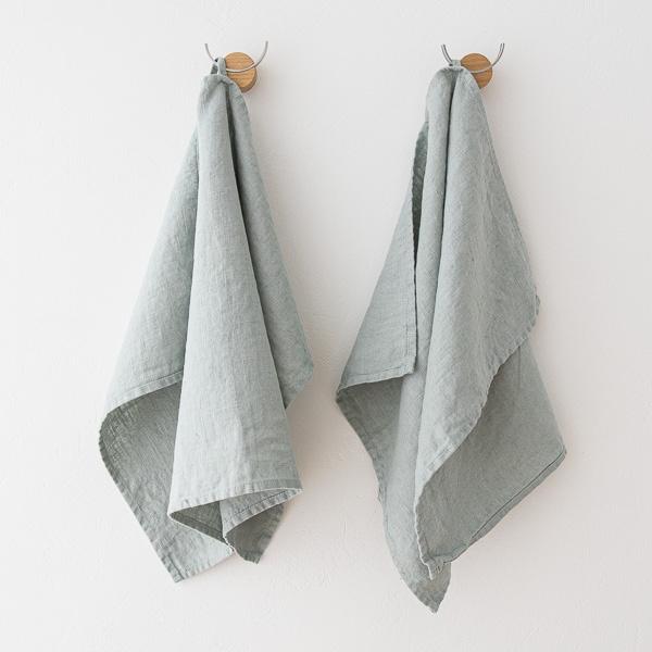Linenme Set Of 2 Sea Foam Linen Tea Towels Terra