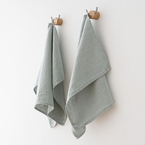 Linenme Set Of 2 Sea Foam Linen Tea Towels Terra