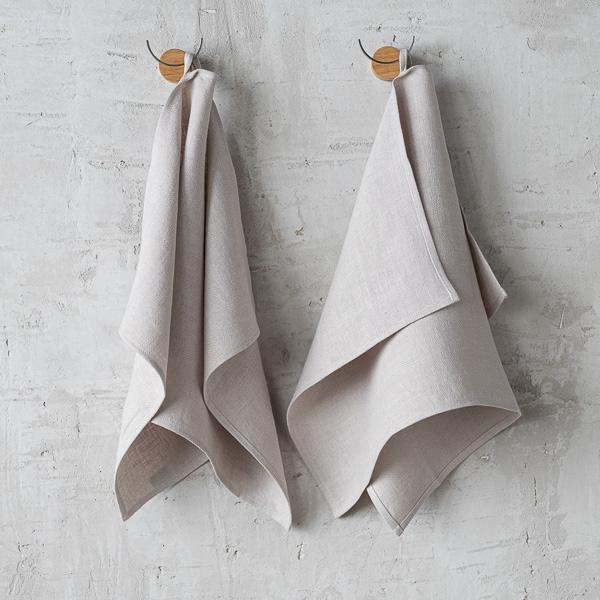 linenme Set of 2 Silver Linen Hand Towels Lara