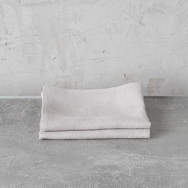 Linenme Set Of 2 Silver Linen Tea Towels Lara