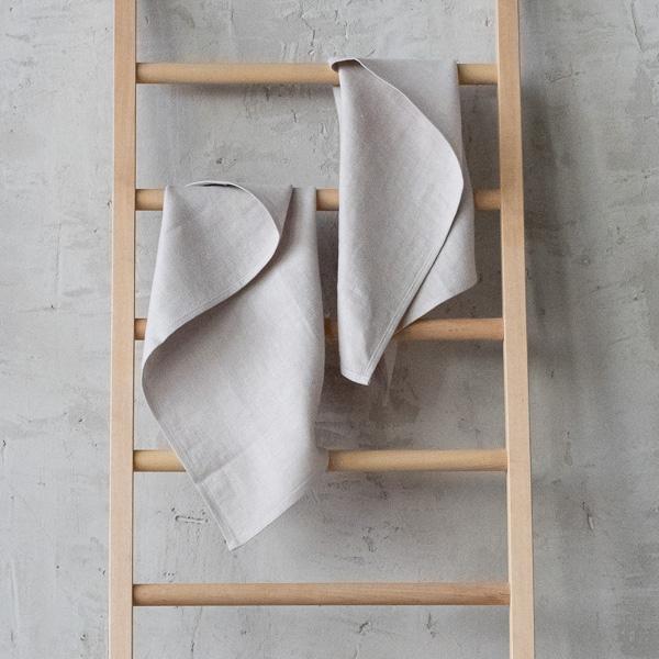 Linenme Set Of 2 Silver Linen Tea Towels Lara