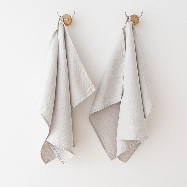Linenme Set Of 2 Silver Linen Tea Towels Terra