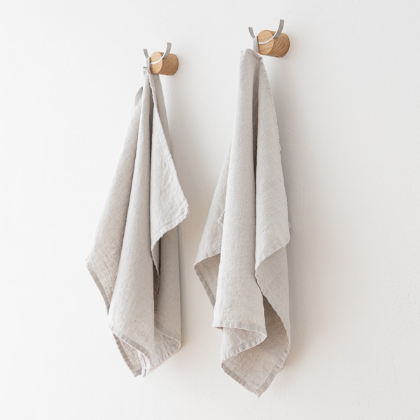 Linenme Set Of 2 Silver Linen Tea Towels Terra