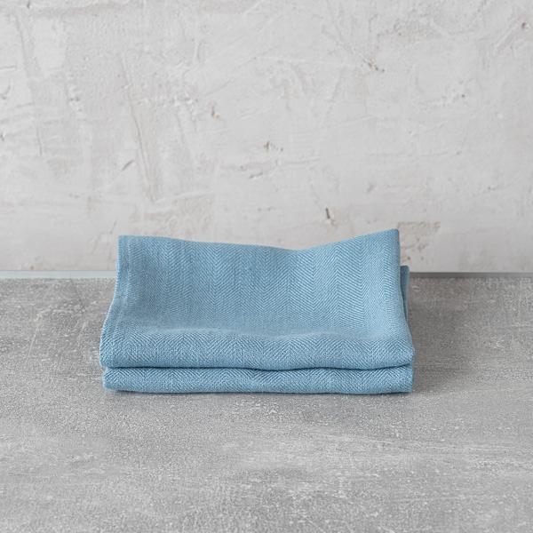 Linenme Set Of 2 Stone Blue Linen Hand Towels Lara