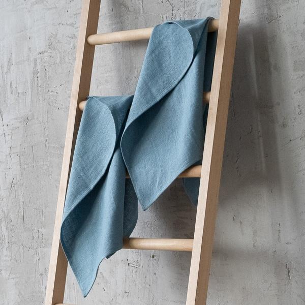 Linenme Set Of 2 Stone Blue Linen Hand Towels Lara