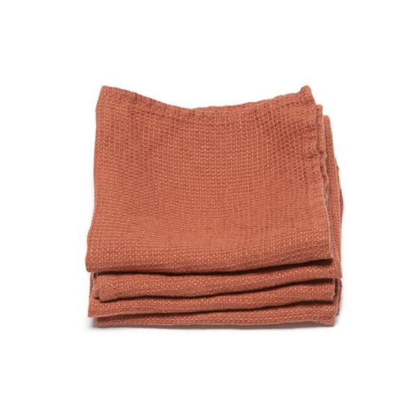 Linenme Set Of 4 Brick Linen Wash Cloths Waffle