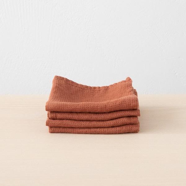 Linenme Set Of 4 Brick Linen Wash Cloths Waffle