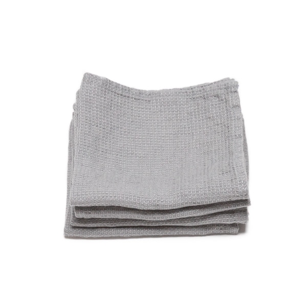 Linenme Set Of 4 Graphite Linen Wash Cloths Waffle