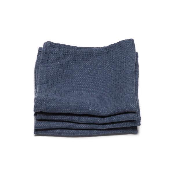 Linenme Set Of 4 Indigo Linen Wash Cloths Waffle