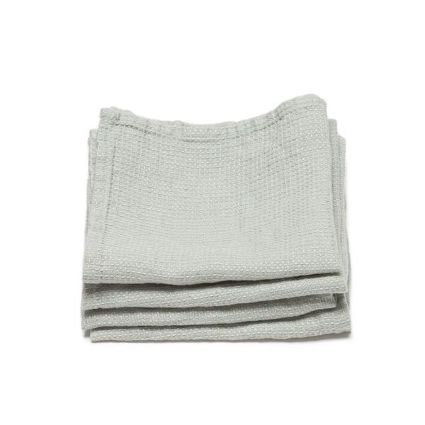 Linenme Set Of 4 Linen Wash Cloths Waffle Sea Foam