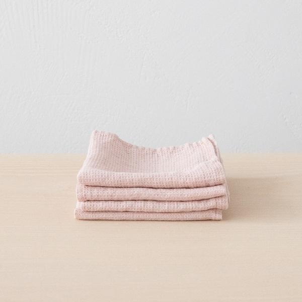 linenme Set of 4 Rosa Linen Wash Cloths Waffle