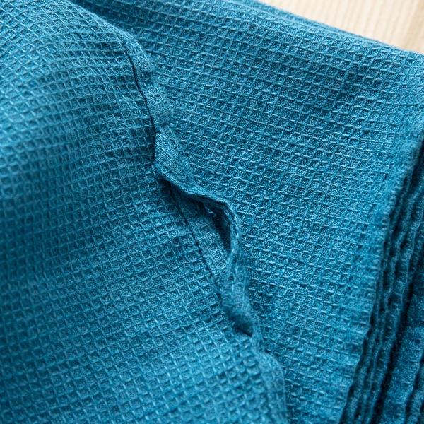 Linenme Set Of 4 Sea Blue Linen Wash Cloths Waffle