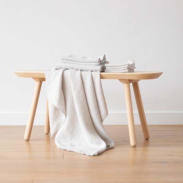 Linenme Set Of 4 Silver Linen Cloths Washed Waffle