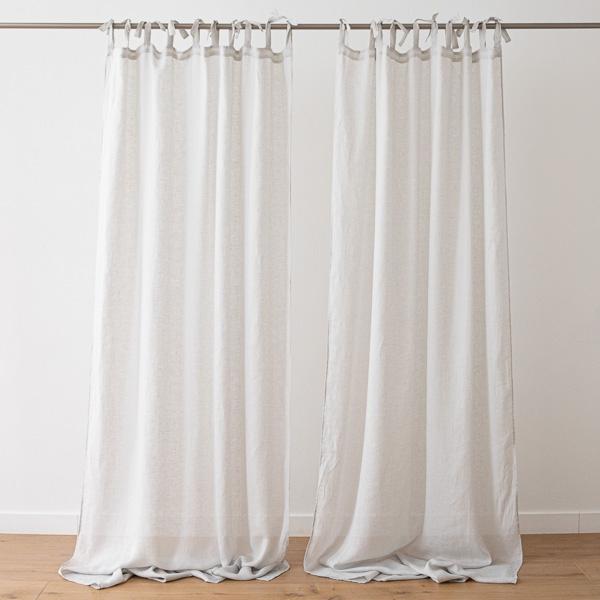 Linenme Sheer Linen Curtain With Ties Silver Garza