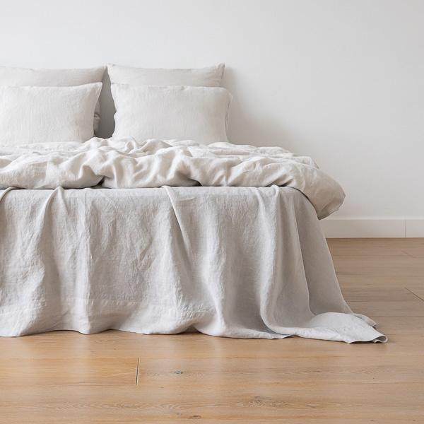 Linenme Silver Linen Bed Set Stone Washed