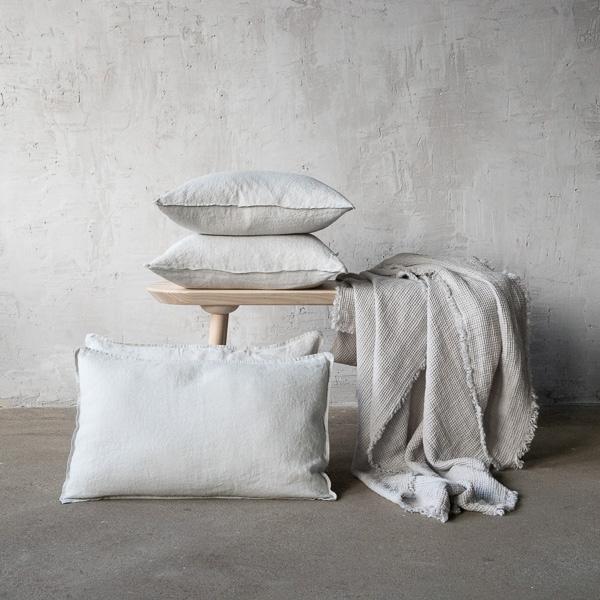 Linenme Silver Linen Cushion Cover Stone Washed