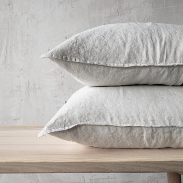 Linenme Silver Linen Cushion Cover Stone Washed