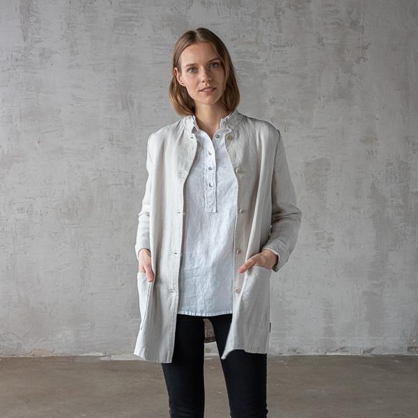 linenme Silver Linen Jacket Short Paolo