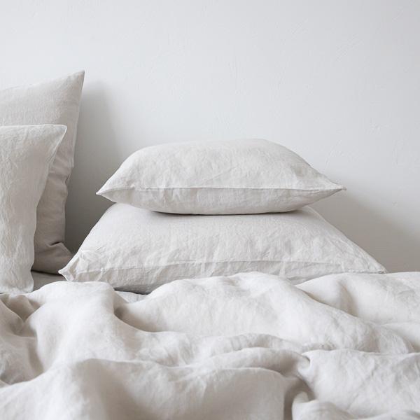 linenme Silver Linen Pillow Case Stone Washed