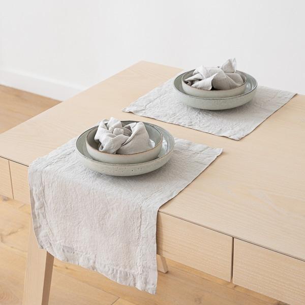 Linenme Silver Linen Placemat Stone Washed