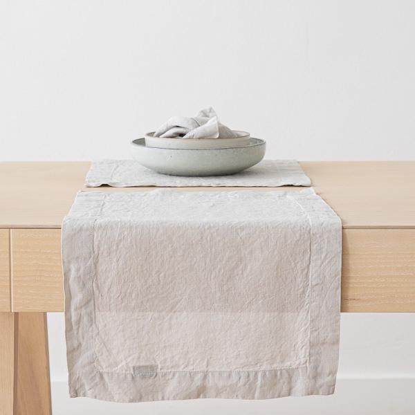 linenme Silver Linen Placemat Stone Washed