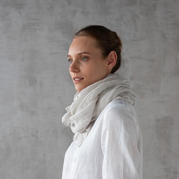 Linenme Silver Linen Summer Scarf Garza