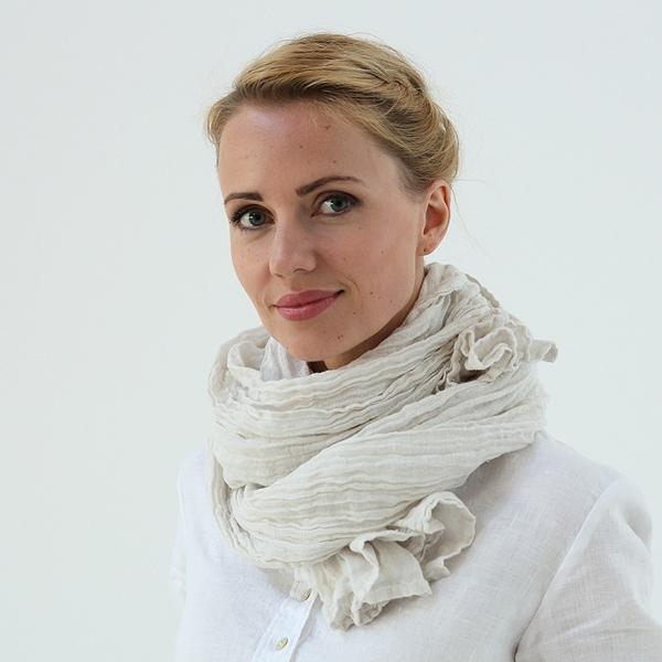 Linenme Silver Linen Summer Scarf Garza
