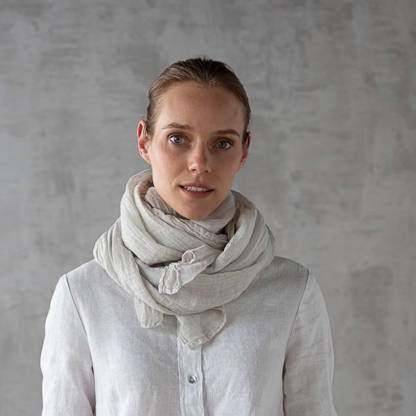 linenme Silver Linen Summer Scarf Garza