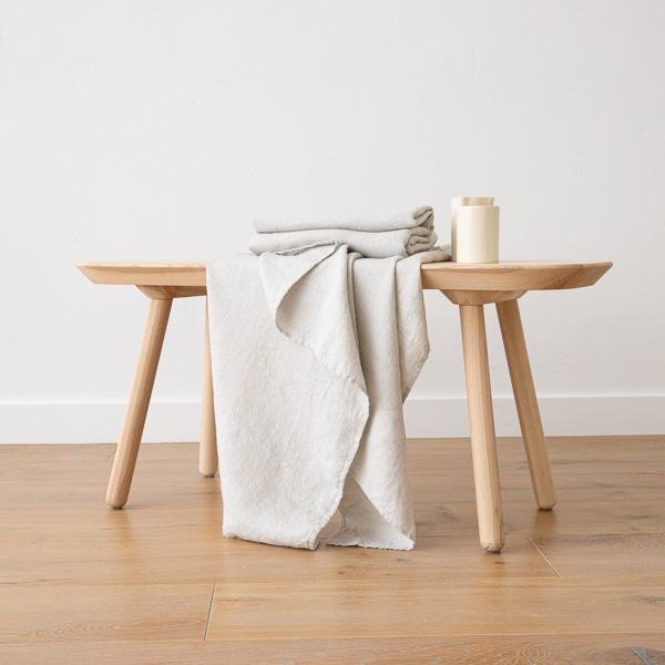 Linenme Silver Linen Waffle Bath Towel Washed