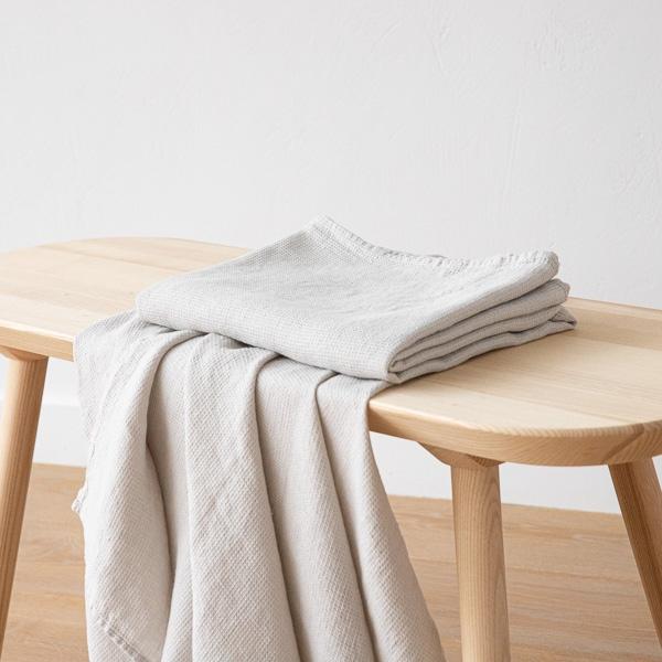 linenme Silver Linen Waffle Bath Towel Washed