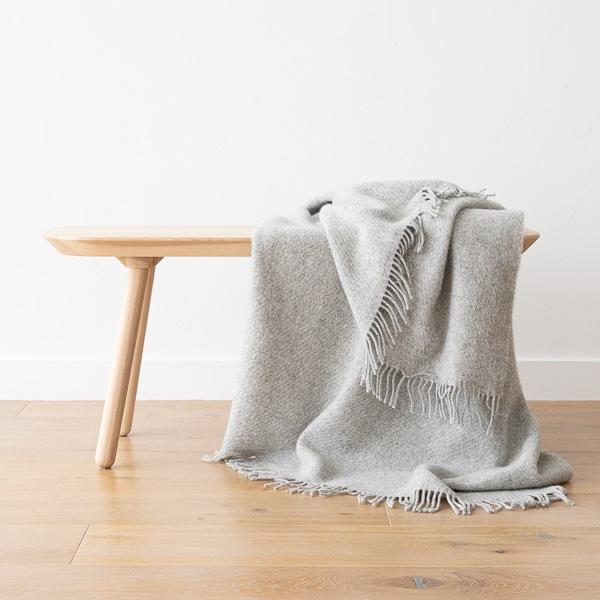 Linenme Silver Pure New Wool Throw Paula