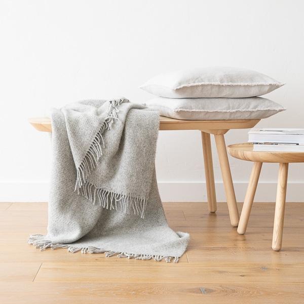 Linenme Silver Pure New Wool Throw Paula