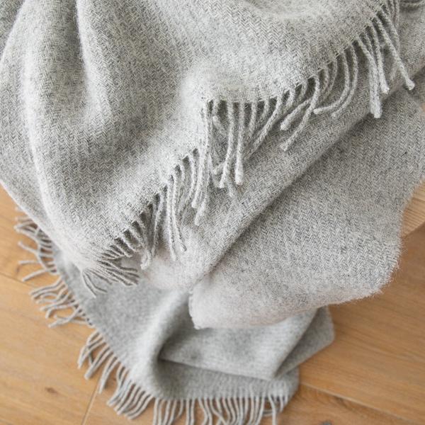 Linenme Silver Pure New Wool Throw Paula