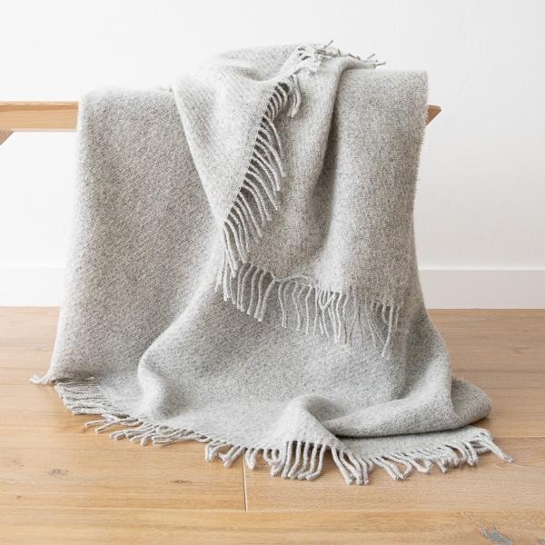 linenme Silver Pure New Wool Throw Paula
