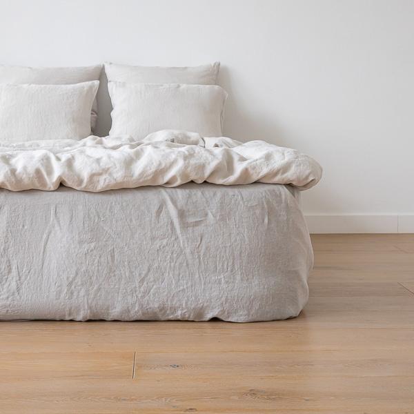 linenme Silver Stone Washed Bed Linen Fitted Sheet