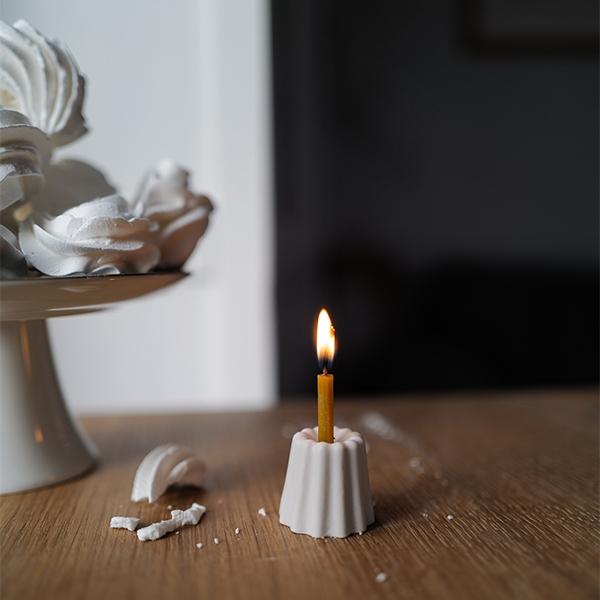 linenme Small Porcelain Candle Holder Matte White