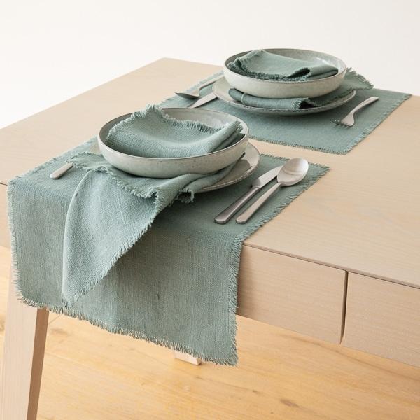 Linenme Spa Green Linen Fabric Rustic