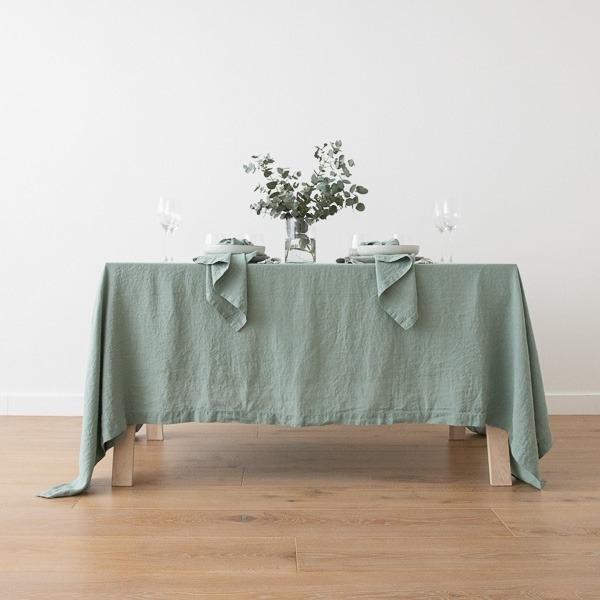 Linenme Spa Green Linen Fabric Stone Washed