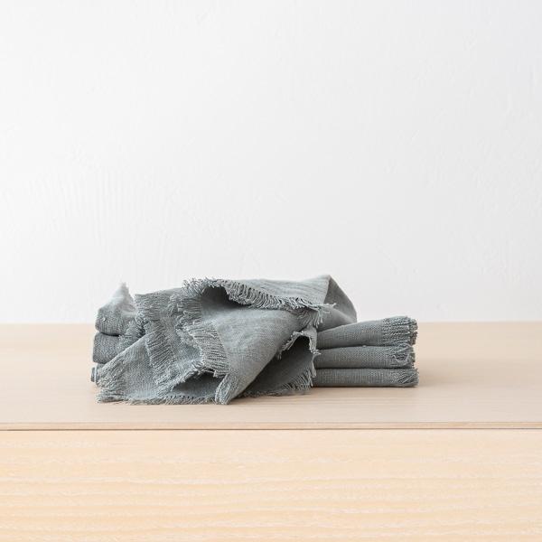 linenme Spa Green Linen Napkin Terra Fringe