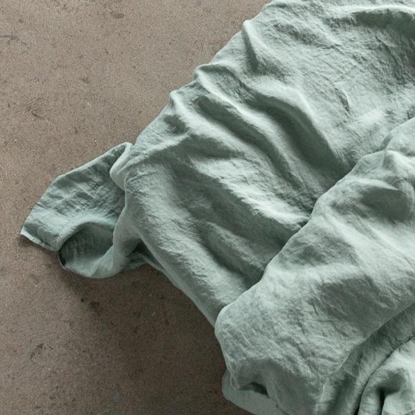 Linenme Spa Green Washed Bed Linen Flat Sheet