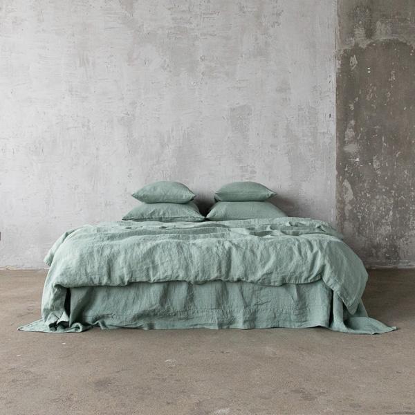 Linenme Spa Green Washed Bed Linen Flat Sheet