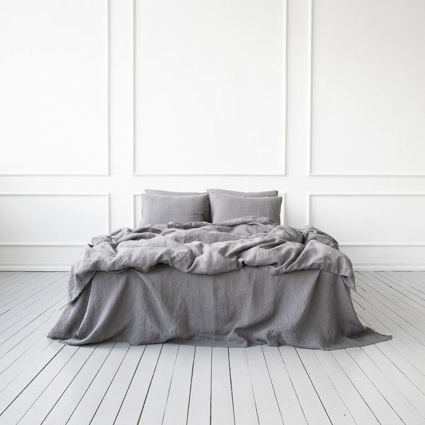 Linenme Steel Grey Linen Fabric Stone Washed