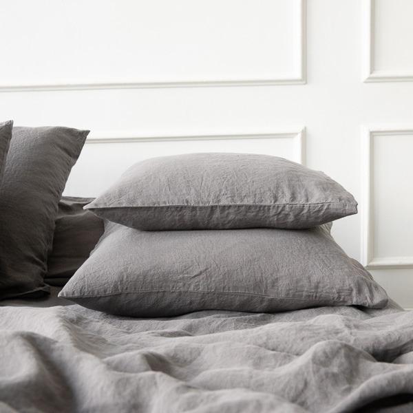 Linenme Steel Grey Linen Fabric Stone Washed