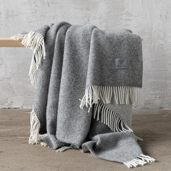 linenme Steel Grey Wool Throw Roberto