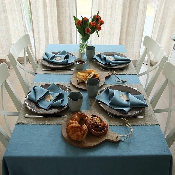 Linenme Stone Blue Fabric Lara Prewashed