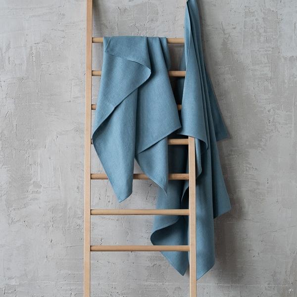 Linenme Stone Blue Huckaback Linen Bath Towel Lara