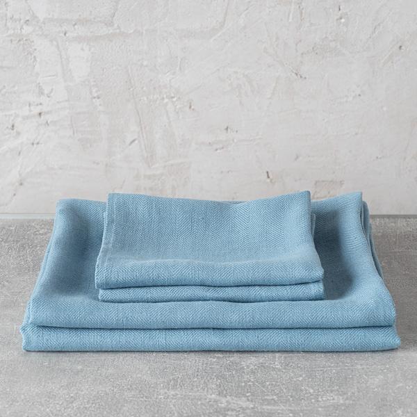 Linenme Stone Blue Linen Bath Towels Set Lara