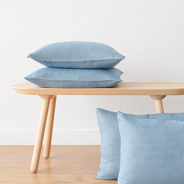 Linenme Stone Blue Linen Cushion Cover Lara