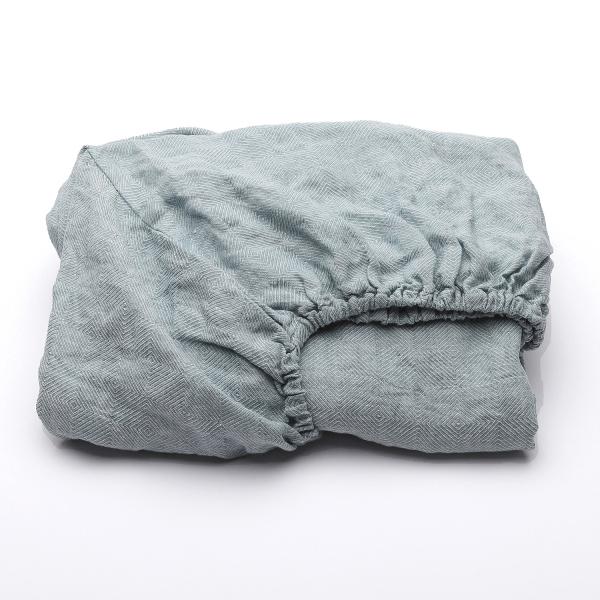 Linenme Stone Blue Linen Fitted Sheet Stone Washed