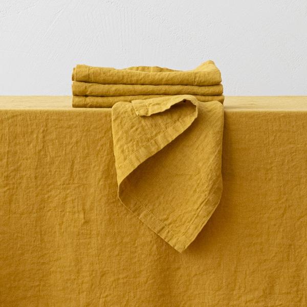 linenme Stone Washed Antique Gold Linen Napkin